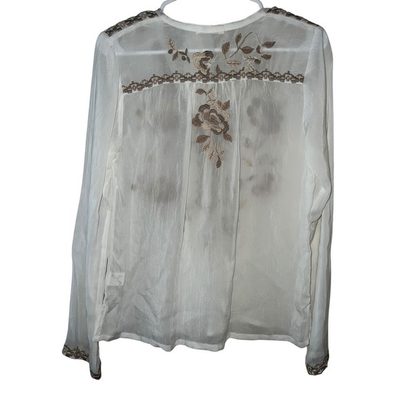 Johnny Was Embroidered Plunge Long Sleeve Gypsy Cottagecore Bohemian Boho xs - Picture 2 of 8